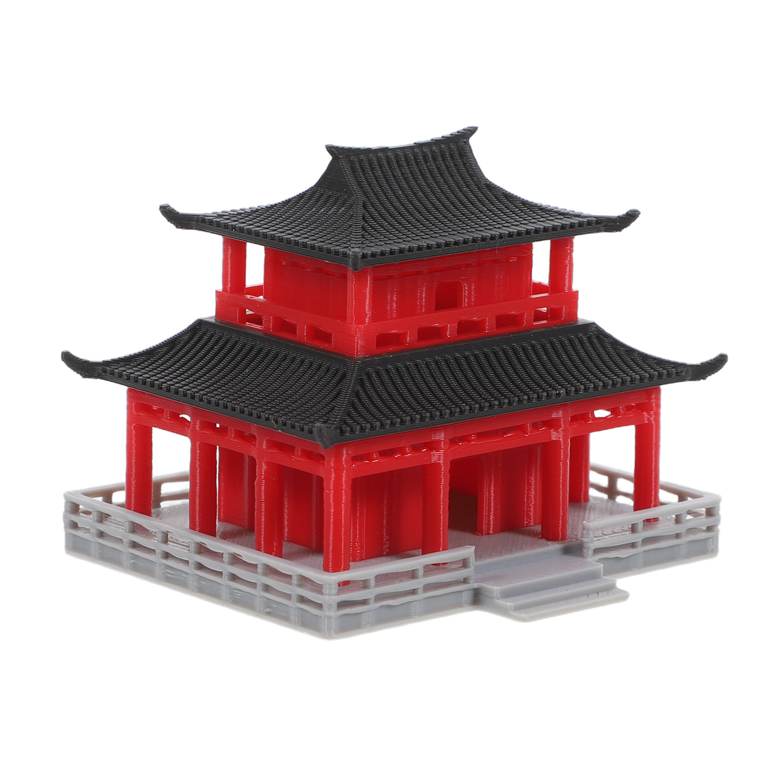 Aquarium Fish Tank - Pabellón chino antiguo negro y rojo,