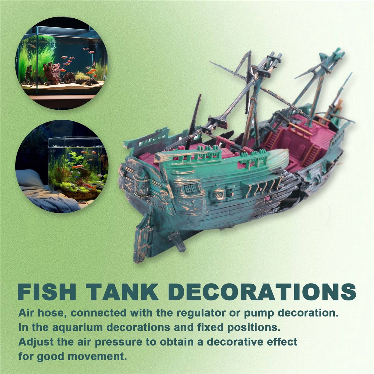 Aquarium Decor - 【ABFS】Juego de barcos de plástico para